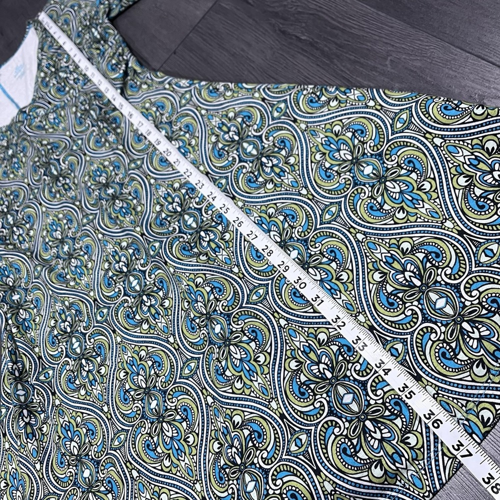 Prana Nadia Veeda‎ Sun Dress Green 3/4 Sleeve Faux Wrap Empire Waist Stretch S - Picture 4 of 10